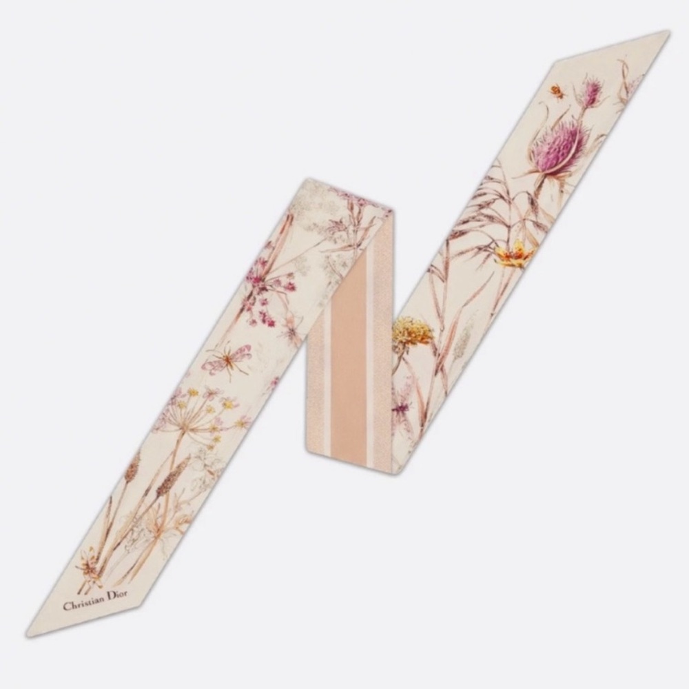 Dior Pink and Cream Silk Scarf - Picture 3 of 6